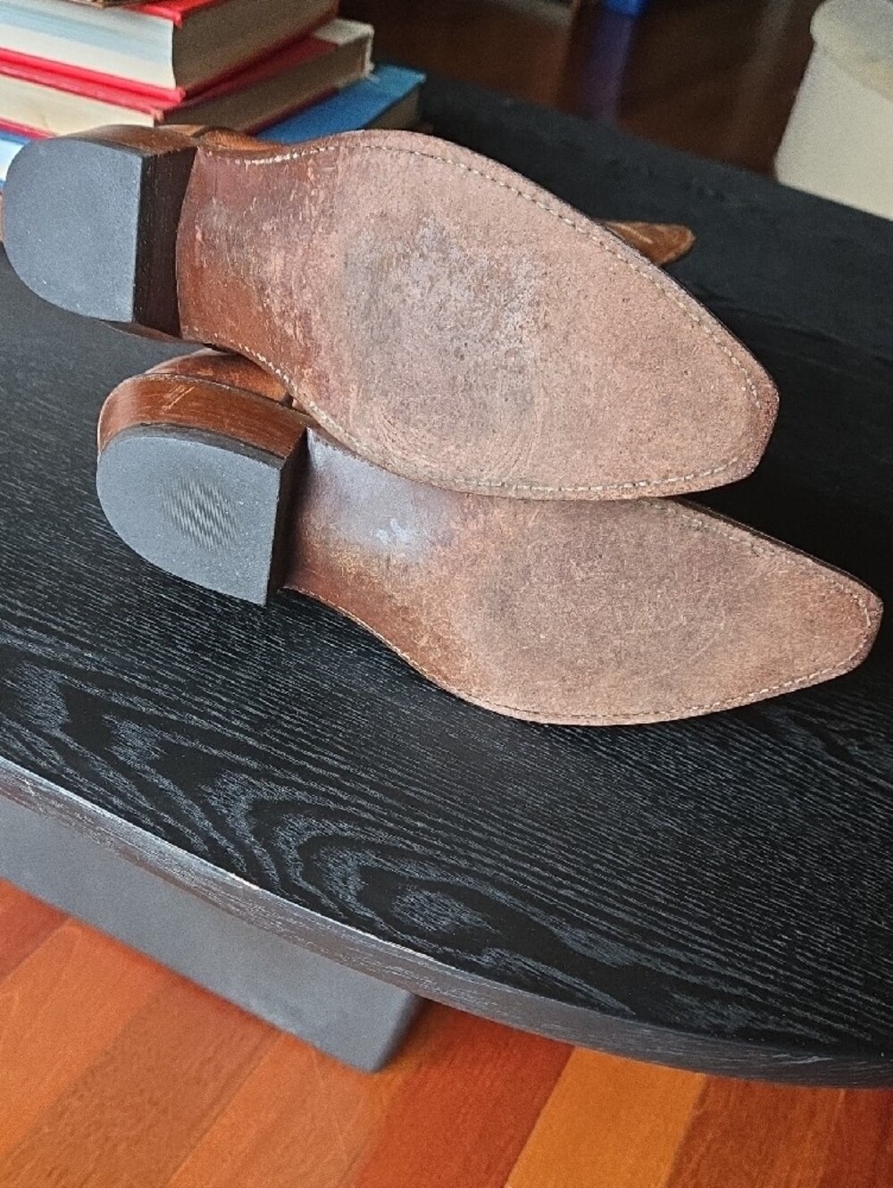 Lucchese Tan/Brown Leather Women's Heeled Western Boots - Picture 4 of 6